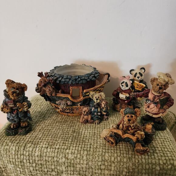 Boyds Bears Noah’s Ark Series Lot w/ Ark Base 5 Figurines Bearstone Folkstone - Picture 1 of 16